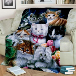 Soe ja hubane armas kassi mustriga flanelltekk diivanile, voodile, diivanile, kontorisse - pehme ja rahustav digitaaltr&uuml;kiga visketekk 30x40in