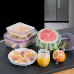 SHOP-STORY - Pack de 6 Couvercles Universels Extensibles en Silicone Alimentaire Pour Contenant Carr&eacute;s Rectangulaires ou Ovales
