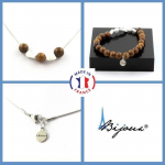 Pierres et Min&eacute;raux. Parure bijoux Bracelet Collier Perles bois 8 mm + Howlite des USA. Taille personnalisable.