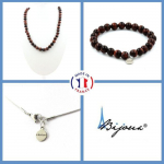 Pierres et Min&eacute;raux. Parure bijoux Bracelet Collier Perles Oeil de Tigre Rouge 8 mm. Chaine Taille personnalisable.