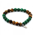 Bracelet Perles Oeil de Tigre + Malachite 8 mm
