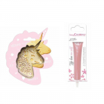 Kit pour biscuit en relief Licorne + Stylo au chocolat rose pastel