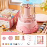 Mini keraamikakomplekt lastele K&auml;sit&ouml;&ouml; DIY savit&ouml;&ouml;riistade komplekt Elektriline p&ouml;&ouml;rdlauaga keraamikamasin S&uuml;nnip&auml;evakingitused t&uuml;drukutele poistele Pink Electric Pottery Machine