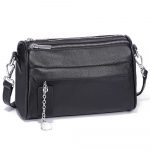 Zency Pehmest nahast vabaaja &otilde;lakott naistele, topeltlukuga taskutega, v&auml;ike suvine kaenlaalune kott, crossbody must