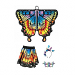 Liblikas mantel lastele Cosplay-esinemiseks V&auml;rviline haldjatiiva kost&uuml;&uuml;m lehvivate varrukatega Kihiline &auml;&auml;ris karnevali seelik Halloweeni fotograafia L 2pcs