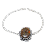 Seame Agate Handmade 925 Sterling Silver Jewelry Bracelet 7-8 k1h05