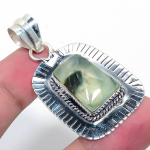 Moss Prehnite Handmade 925 Sterling Silver Jewelry Pendant 2.17 i8c67