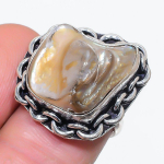 Biwa Pearl Handmade 925 Sterling Silver Jewelry Ring Size 6 i6e66