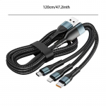 120W 5A 3 &uuml;hes USB kiirlaadimiskaabel Type C Micro USB kaabel andmeedastusjuhe iPhone 16 15 jaoks Realme Samsung Huawei P50 telefon USB laadimiskaabel 1.2m must