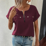 Naiste suvised topid V-kaelusega s&auml;rgid, pidulik vabaaja top lukuga ja lahtise l&otilde;ikega XXL