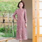 Keskealiste naiste Hiina stiilis p&otilde;lvpikk retro Cheongsam kleit 1XL (Recommended 80-100 jin) roosa
