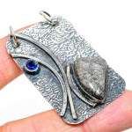 Stingrey Coral, Blue Topaz 925 Sterling Silver Gift Pendant 2.21 w0m62