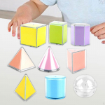 9x Folding Geometric Shapes School Supplies, Geometry Teacher Aids, View thru Solids for