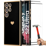 Kaitse&uuml;mbris - Samsung Galaxy S22 Ultra jaoks - Must TPU - S&uuml;damekujuline muster - Kriimustuskindel must