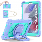 Samsung Galaxy Tab A7 Lite/ SM-T220/ SM-T225 jaoks. 360&deg; P&ouml;&ouml;rlev K&auml;epide Raskeveokaitse Stend TPU+PC 3in1 P&otilde;rutuskindel Tahvelarvutite PC &Uuml;mbris Samsung Tab A7 Lite lavendlililla v&auml;rv