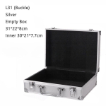 Kaasaskantav alumiiniumist kandekohver parooliga, ohutusvarustuse ja instrumentide hoiustamiseks, reisimiseks, k&auml;eshoitav t&ouml;&ouml;riistakast lukuga L31 Silver Buckle Empty box
