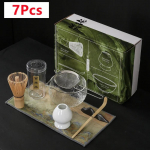 4/7 tk Matcha teekomplekt Bambusest vispel k&uuml;hvel Klaasist matcha kauss Traditsioonilised siseruumides k&auml;sitsi valmistatud teevalmistamise t&ouml;&ouml;riistad Jaapani matcha komplekt