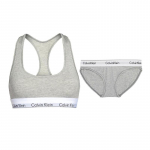 Calvin Klein Letter Jacquard Mugav traadita rinnahoidja ja keskmise v&ouml;&ouml;kohaga kolmnurkne p&uuml;ksikute komplekt Naiste aluspesu Hall F3785-020+F3787-020 S