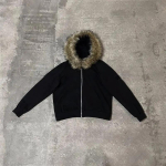 Y2K T&otilde;mblukuga kapuutsiga dressipluus Kunstkarusnahast krae Harajuku Rock Goth Top Retro Punk L&otilde;tv jope Hip Hop Streetwear T&otilde;mblukuga kapuutsiga dressipluus S must/pruun