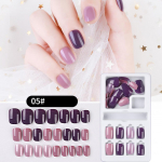 24PCS Fake Nails Reusable Stick On Nails Press on Full Cover False Nail Tips One Size