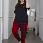 Naiste suures suuruses Buffalo Plaid Joggeri pidžaamakomplekt pikkade ja l&uuml;hikeste varrukatega topid ja p&uuml;ksid, 2 osaga sobivad Pjs magamisriiete salongikomplektid, pehmed armsad 1XL-5XL 2XL