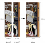 Halloween Skull Ghost Door Kleebised Loov 3D Puidust kodu seinakleebised Dekoratsioon