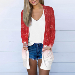 Naiste j&otilde;ulumood vabaaja tr&uuml;kitud pikkade varrukatega keskmise pikkusega kardiganjakk XXXL