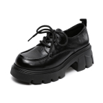 Johnature Ehtne Nahk Retro Naiste Paksude Kontsadega Kingad Briti Stiilis Paksude Taldadega Paeltega Pumbad 39 must