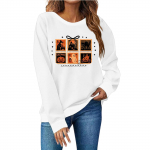 Naiste Mood Vabaaja Tr&uuml;kiga Vabaaja Pikkade Varrukatega &Uuml;mara Kaelusega Pusakleit XL valge