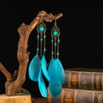 Ni&scaron;i disain retro pikad narmastega sulgedest k&otilde;rvar&otilde;ngad naiselikkus boheemlaslik Yunnan puhkuse k&otilde;rvar&otilde;ngad