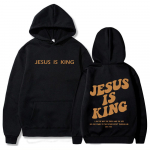 Jeesus on kuningas kapuutsiga pusa kristlik usupusa Jeesus p&auml;&auml;stab mees naine Harajuku pullover pealsed XL