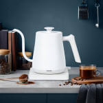 Electric Kettle Stainless Steel for Brew Tea Boil Water Pour over Coffee Black Wood Grain White