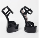 Moodsad 22CM K&otilde;rged Kiilud Platvormid Ilma Kontsadeta, Varbaava, Naiste Seksikad Suvised Kingad, Meeste Cosplay Sandaalid, Pahkluu Pandlaga, Must, Kohandatavad V&auml;rvid 43 black