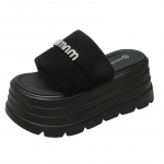 Moodsad 8 cm suvised rannasandaalid Uued 2025 naiste kiilkontsaga sussid Daamide k&otilde;rge platvormiga paksud slaidid Naine V&auml;litingimustes vabaaja pl&auml;tud 34 must