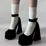 Moodsad Paksude Kontsadega Kingad S&uuml;gis 2025 Uued Naiste Mustad Kingad Mood Retro Metallpandlaga Mary Jane Kingad Suede Vabaaja Kontsad Naistele 35 must