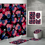 4TK Du&scaron;ikardinakomplektid Du&scaron;ikardina ja Vaipadega WC-kaane Vaip U-kujuline Matt ja Vannimatt Vannitoakomplekt 12 Konksuga One Size