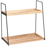 2-korruseline puidust vannitoakorraldaja riiul tualettlauale, kosmeetika hoiuriiul, suure mahutavusega lauaplaadi hoiukorv