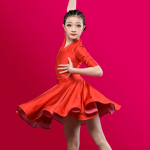 Laste Professionaalne Ladina Tantsukleit T&uuml;drukutele Saalitantsukleidid Rumba Cha Cha Samba Treeningkleit Ladina Esitus 150 punane