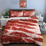 HD Lihapeekon Toiduprindiga Voodipesukomplekt Tekikott 1 Tekikott 2 Padjap&uuml;&uuml;ri T&auml;iskasvanute ja Laste Voodipesukomplekt Luksuslik Kingituseks EU Twin(135x200cm)