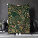 1 metsateemaline flanellpleed - paksustatud, k&otilde;ikideks hooaegadeks, pehme pl&uuml;&uuml;sist voodikate, rohelised lehed ja loomaprindid 30x40in