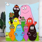 V&auml;rviline Barbapapa pere tekk - Kapriisne klotsikujuline tegelaste disain pere kaisutamiseks, hubane pehme mikrokiust tekk 40x50in