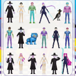 MOC tellised KPop deemonik&uuml;tid seeria Mila Zoe Lumi figuurid mudel kokkupandud ehitusplokid laste m&auml;nguasjad plastnukk blue