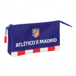 Trousse scolaire triple - safta - 22x3x12 cm - Rouge, Bleu, Blanc - Polyester r&eacute;sistant - 3 compartiments punane