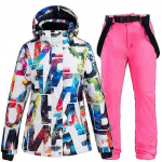 Naiste veekindel tuulekindel soe lumelaua suusajope p&uuml;kstega v&auml;lispordikomplekt XXL must