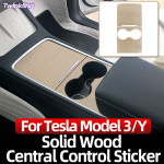 For Tesla -2023 Model 3 model Y Car Solid wood Central Control Center Console Panel Sticker Interior Accessories 2021 3 Y wood 2PCS
