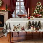 J&otilde;ululaua kate Veekindel ja &otilde;likindel Lumememm P&otilde;hjap&otilde;der Kingitus Lume J&otilde;ulud Dekoratiivne Lauakate, &Uuml;marlaud Ruudukujuline Laud Universaalne rectangular tablecloth-140x180cm white