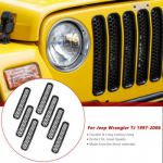 7pcs Mesh Front Grille Trim Honeycomb erts Cover for 97-06 Jeep Wrangler TJ