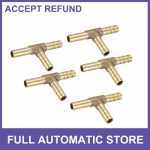 auto 14 6mm Hose ID Brass Barb Hose Fitting Tee T 3 Way Fitting Connector 5pcs