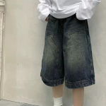 Y2k Vintage Baggy Jorts Naiste laia s&auml;&auml;rega Five Points teksad Korea t&auml;navar&otilde;ivad vabaaja Oversize pestud teksap&uuml;ksid suvised XS sinine