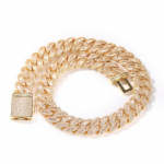 16 mm Kuuba lingiga kaelakeed Luksuslik Miami Kuuba kett meestele Baguette Cubic Zirconia kaelakeed Hip Hop Ehted 20in necklace kuld